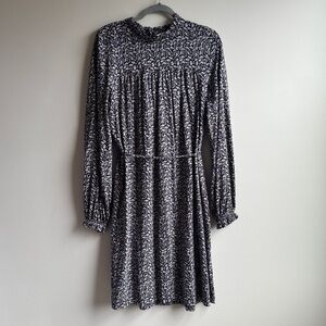 BODEN Ditsy Floral Long Sleeve Belted Shift Dress Women’s 12L Beige Blue Tan Ten